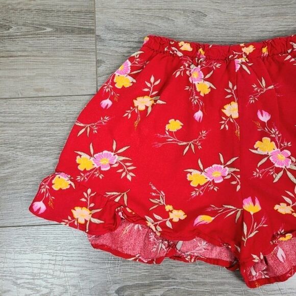 STREETWEAR Society Red Floral Ruffle Shorts Small - Picture 3 of 13